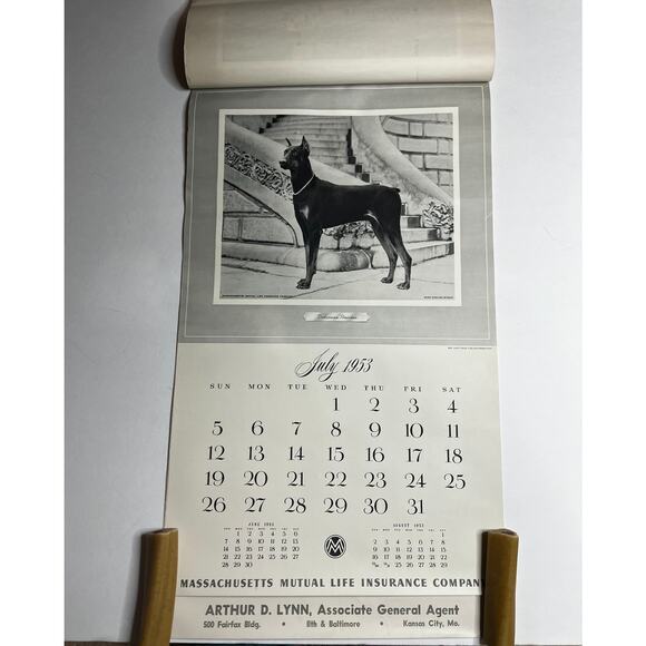 Massachusetts Mutual Life Insurance Co Faithfully Yours Dog Calendar 1953 - Picture 3 of 4